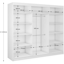wymiary szafy - Szafa przesuwna z lustrem DEBRA