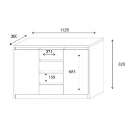 Komoda z szufladami ANTHONY II - WYMIARÓWKA