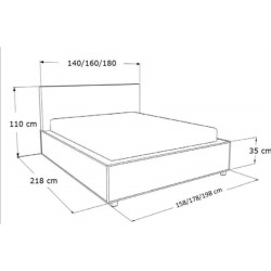 Łóżko tapicerowane KEYA z podnoszonym stelażem
