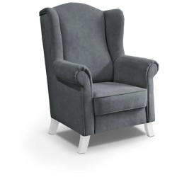 Fotel uszak LEONARDO - PACKSHOT - CIEMNY SZARY - BIAŁE