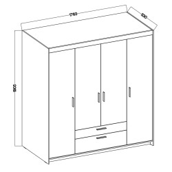 Szafa 4-drzwiowa z szufladami ELENA 4D Biała