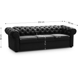 Sofa pikowana 3-osobowa CHESTER ❤︎ Beautysofa24.pl