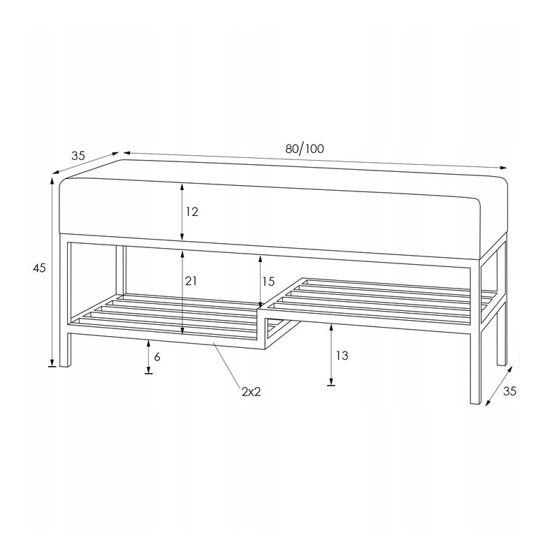 Ławka tapicerowana SHELF czarna - BeautySofa24.pl