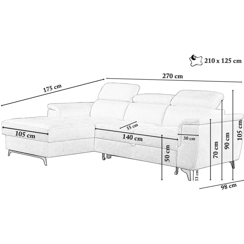 Narożnik z funkcją spania ATLAS MINI 🛋️ BeautySofa24.pl