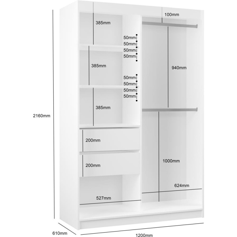 Szafa przesuwna z lustrem i szufladami GAJA II | Beautysofa24.pl