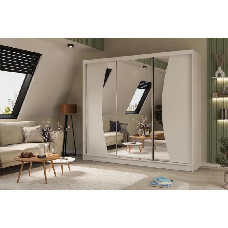 Szafa przesuwna z lustrem i szufladami VOX II | Beautysofa24.pl