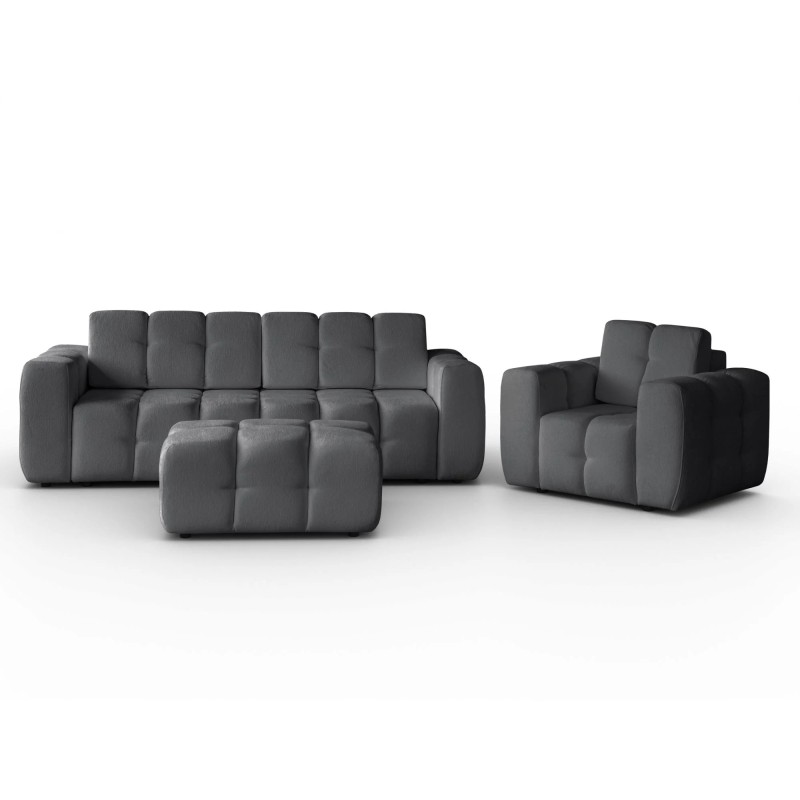 Zestaw wypoczynkowy BONA Sofa + Fotel + Pufa