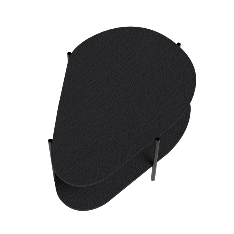 Nowoczesny stolik kawowy – czarny, dwupoziomowy, designerski