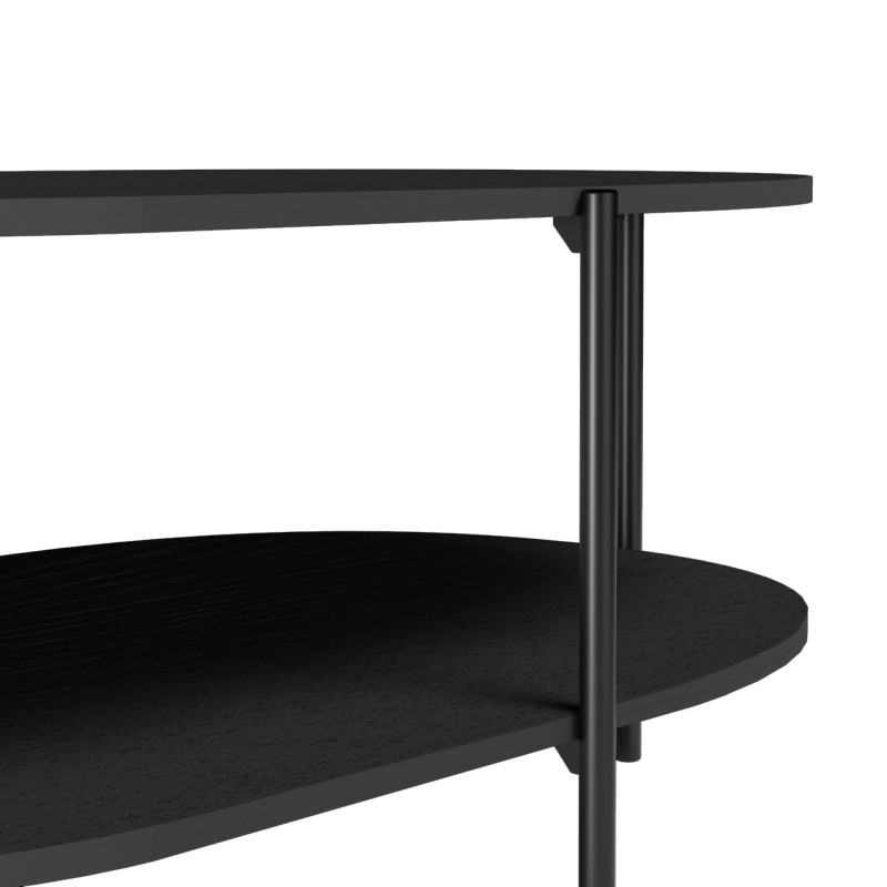 Nowoczesny stolik kawowy – czarny, dwupoziomowy, designerski