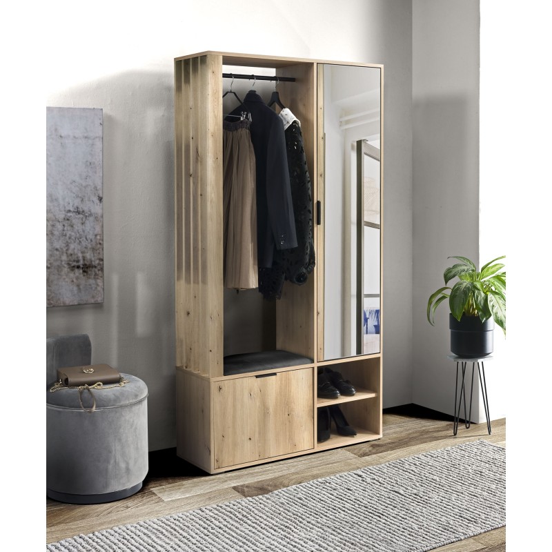 Garderoba z lustrem LIMO 100 cm – z siedziskiem lub bez, styl loftowy