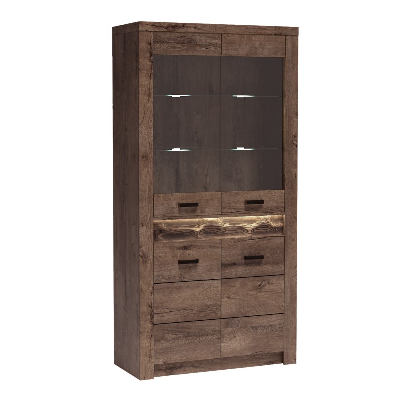 Duża witryna POLIS do salonu – z LED i nowoczesnym stylem