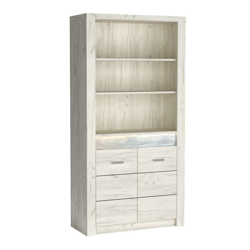 Regał POLIS – nowoczesny regał z półkami i szafką