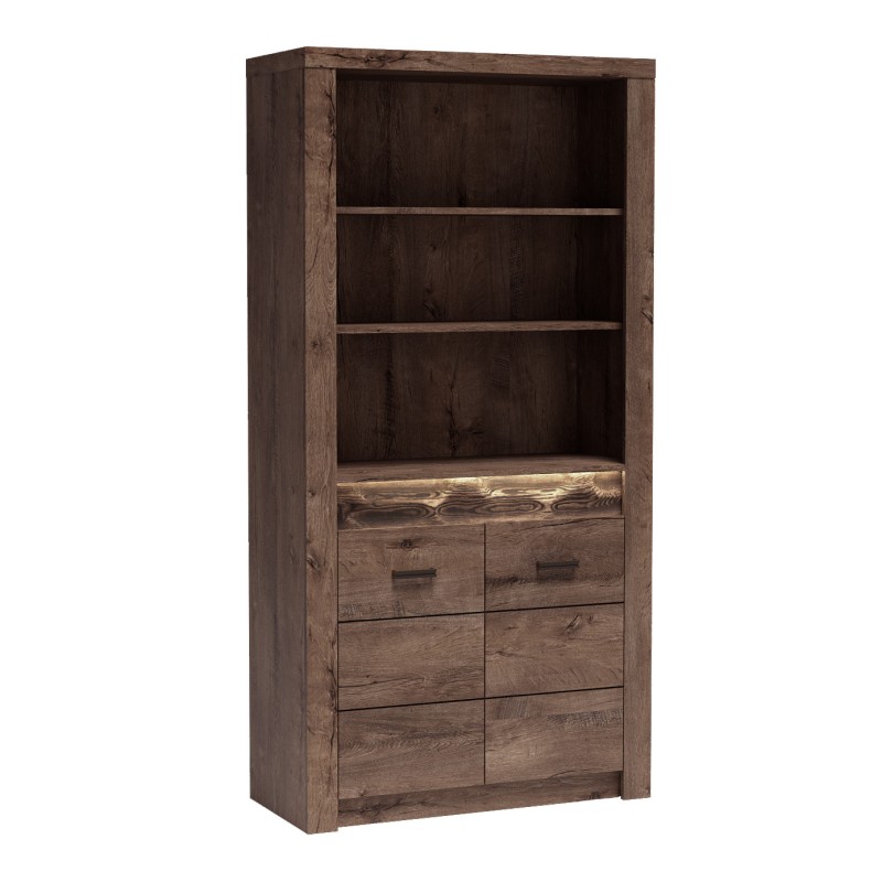 Regał POLIS – nowoczesny regał z półkami i szafką