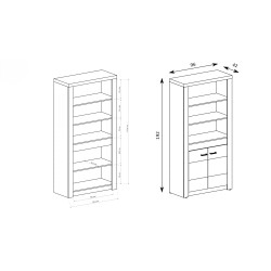 Regał POLIS – nowoczesny regał z półkami i szafką
