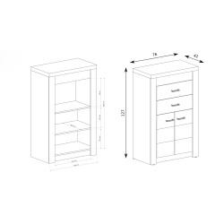 Wysoka komoda POLIS – komoda z 2 szufladami i szafka