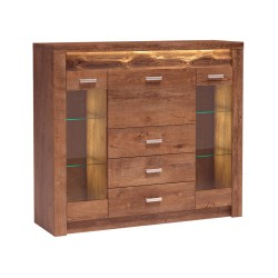 Witryna POLIS – nowoczesna witryna z barkiem, szufladami i podświetleniem LED