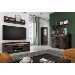 Witryna POLIS – nowoczesna witryna z barkiem, szufladami i podświetleniem LED