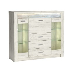 Witryna POLIS – nowoczesna witryna z barkiem, szufladami i podświetleniem LED