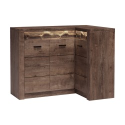 Komoda narożna POLIS – funkcjonalna komoda z oświetleniem LED