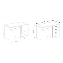 Biurko POLIS – nowoczesne biurko z 4 szufladami i półką