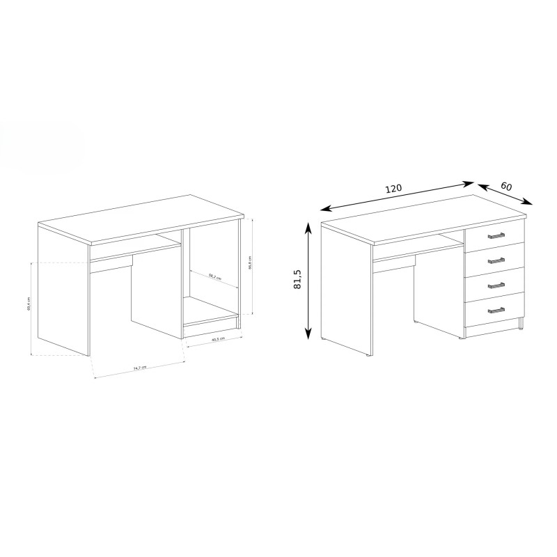 Biurko POLIS – nowoczesne biurko z 4 szufladami i półką
