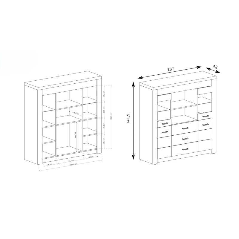 Witryna POLIS – kredens z szufladami i podświetleniem