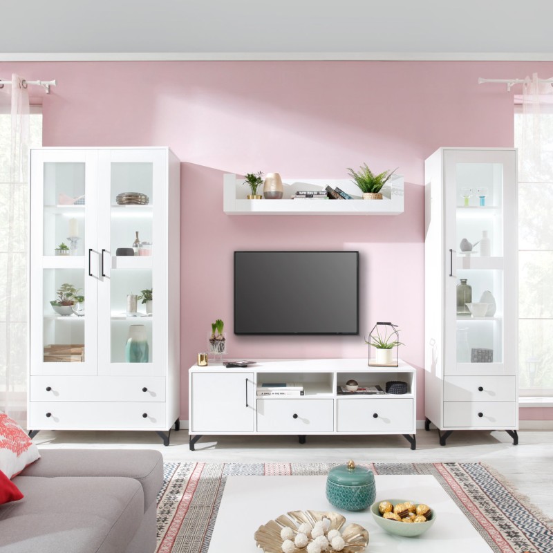 Biurko młodzieżowe Bergo – biały Lux / biały połysk | Styl i funkcjonalność