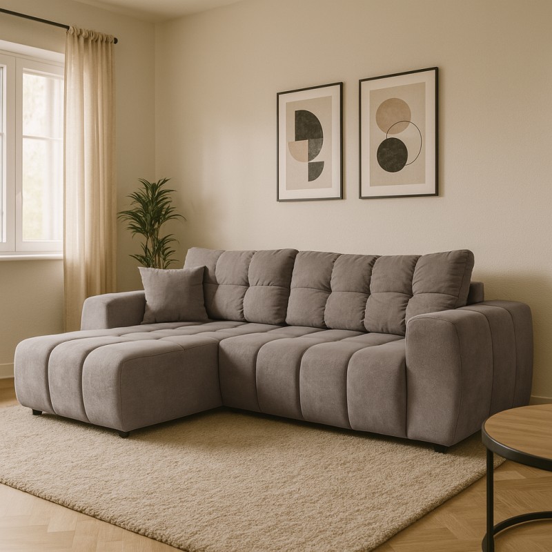 Narożnik FERIO – sofa z funkcją spania i uniwersalną otomaną