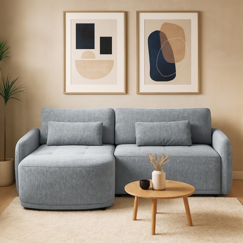 Narożnik KAVI – sofa z funkcją spania i uniwersalną otomaną