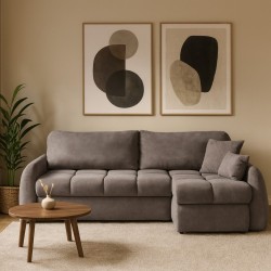 Narożnik GLAVI z funkcją spania i pojemnikiem na pościel – komfort i styl