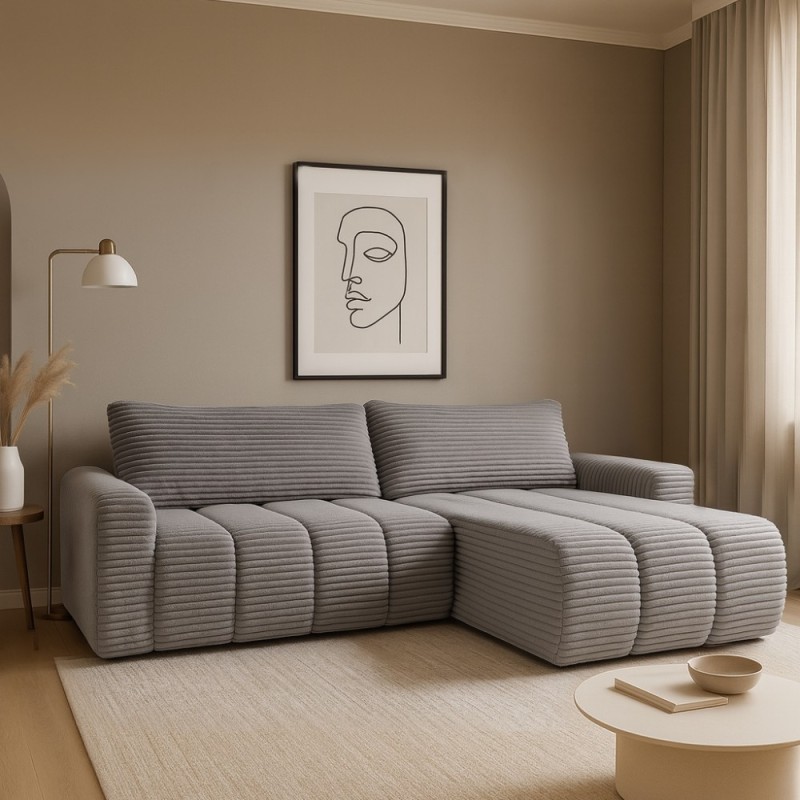 Narożnik CAVO z funkcją spania i pojemnikiem – nowoczesny design i komfort