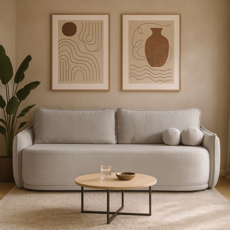 Sofa PURO 3-osobowa z funkcją spania i pojemnikiem – elegancja i komfort