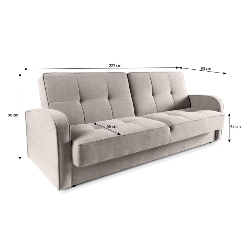 Sofa PAVO 3-osobowa z funkcją spania i pojemnikiem