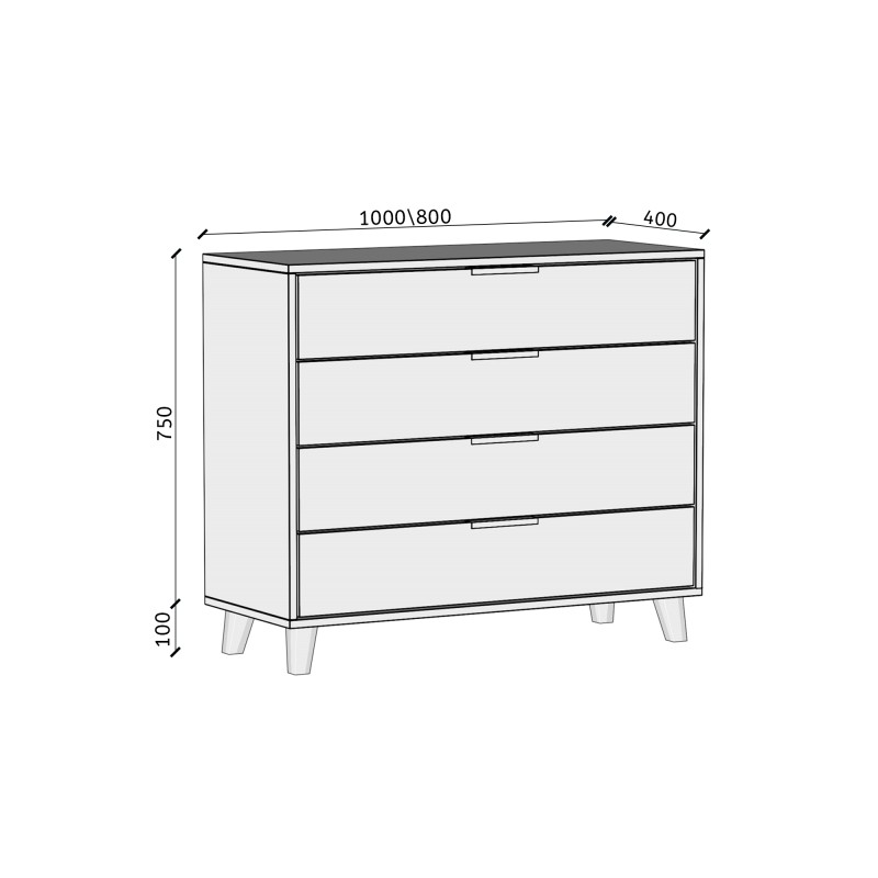 Komoda HOME 4 szuflady – nowoczesna komoda do salonu i sypialni