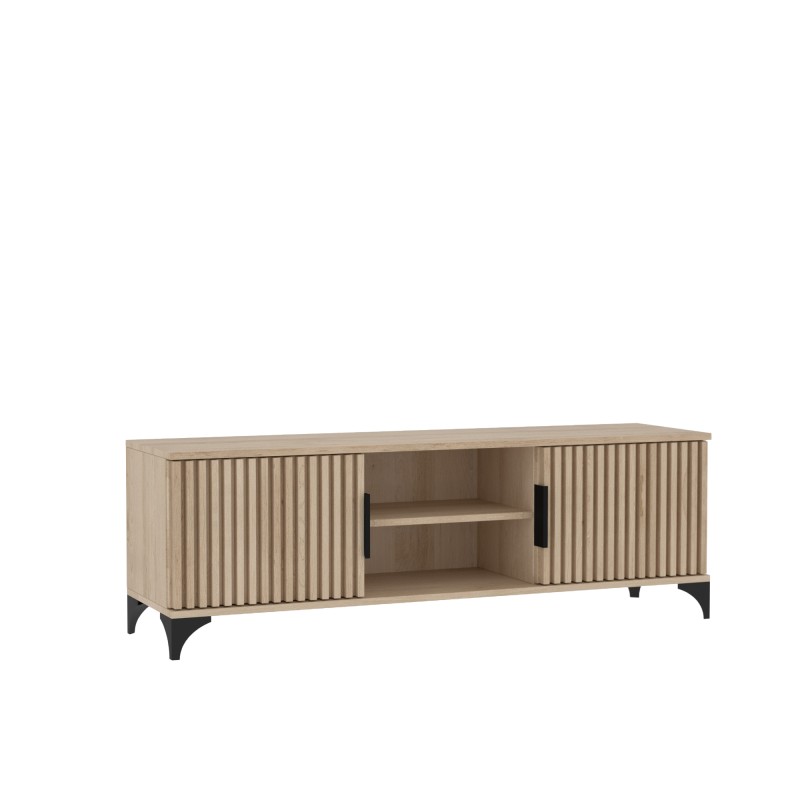 Szafka RTV HOME 2 drzwi z lamelami – nowoczesna, funkcjonalna