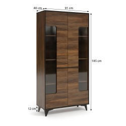 Witryna wysoka FELIA 2 drzwi – nowoczesna, pojemna, Shirin Orzech