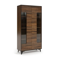 Witryna wysoka FELIA 2 drzwi – nowoczesna, pojemna, Shirin Orzech