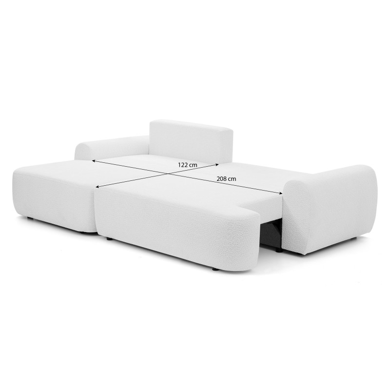 Narożnik OLIVER z funkcją spania i pojemnikiem – Bouclé