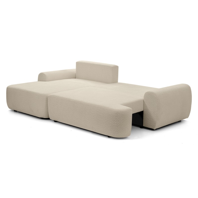 Narożnik OLIVER z funkcją spania i pojemnikiem – Bouclé