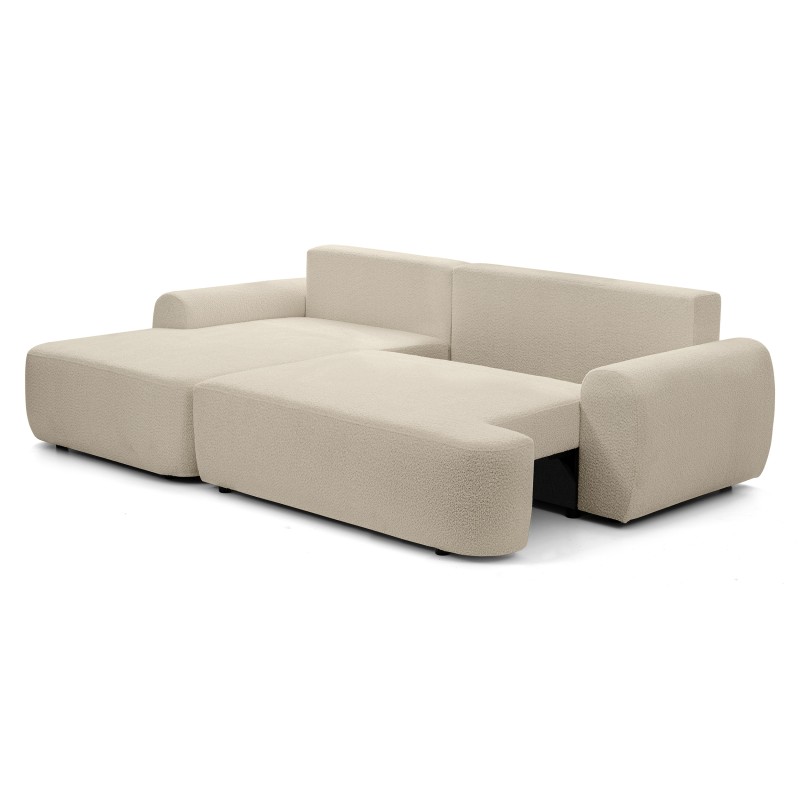 Narożnik OLIVER z funkcją spania i pojemnikiem – Bouclé