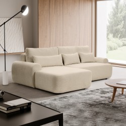 Narożnik OLIVER z funkcją spania i pojemnikiem – Bouclé