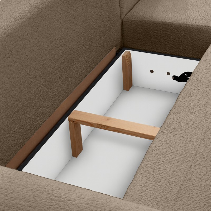 Narożnik OLIVER z funkcją spania i pojemnikiem – Bouclé