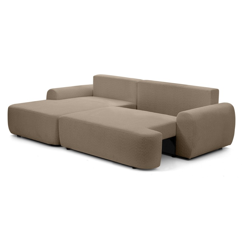 Narożnik OLIVER z funkcją spania i pojemnikiem – Bouclé