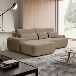 Narożnik OLIVER z funkcją spania i pojemnikiem – Bouclé