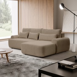 Narożnik OLIVER z funkcją spania i pojemnikiem – Bouclé