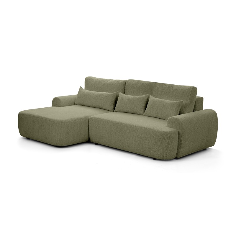 Narożnik OLIVER z funkcją spania i pojemnikiem – Bouclé