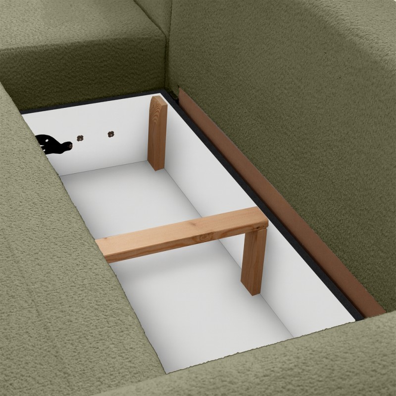 Narożnik OLIVER z funkcją spania i pojemnikiem – Bouclé