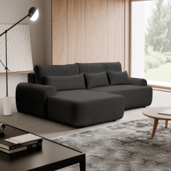 Narożnik OLIVER z funkcją spania i pojemnikiem – Bouclé