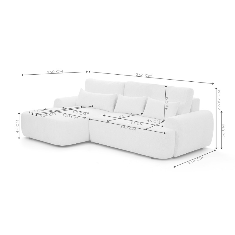 Narożnik OLIVER z funkcją spania i pojemnikiem – Bouclé