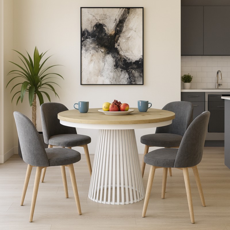 Okrągły rozkładany stół LUMI – nowoczesny stół